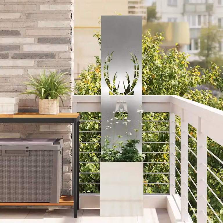 vidaXL Paravento per privacy in giardino in acciaio galvanizzato, Argento, L/P/H: 32 x 32 x 150 cm