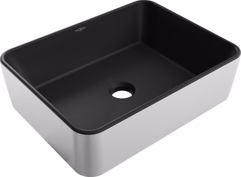 Mexen Catia lavabo da appoggio 48 x 37 cm, nero opaco/argento - 21314874