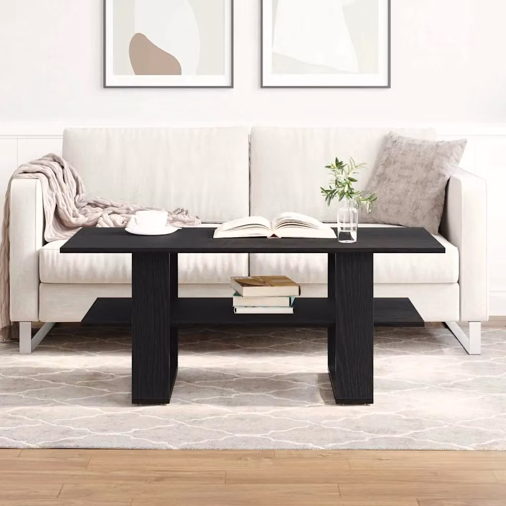 vidaXL Tavolino da salotto moderno rettangolare nero L: 102 cm, P: 55 cm, H: 42 cm
