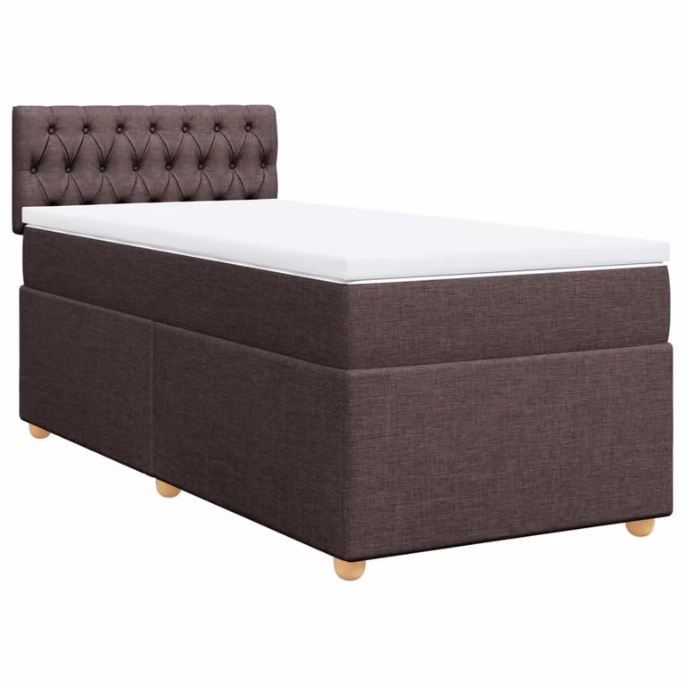 Giroletto a Molle con Materasso Marrone Scuro 90x200 cm Tessuto