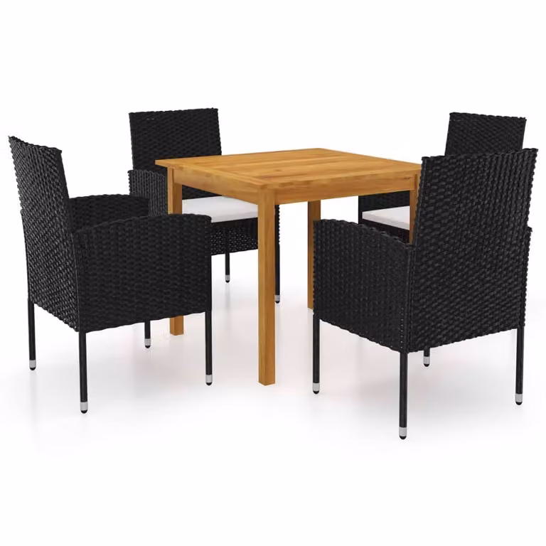 vidaXL Set da pranzo da giardino 5 pezzi nero