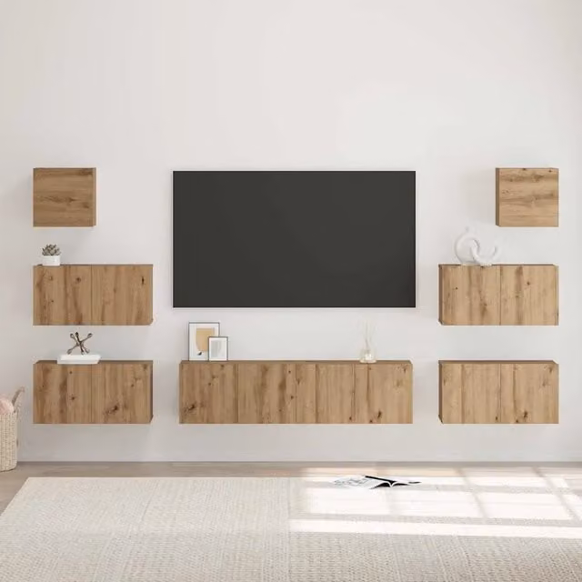 Set mobile TV moderno vidaXL in legno color rovere marrone per soggiorno
