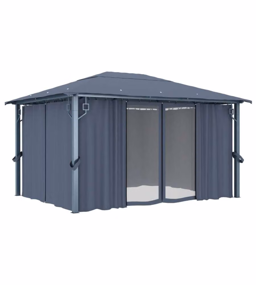 Gazebo con Tenda 400x300 cm Antracite Alluminio