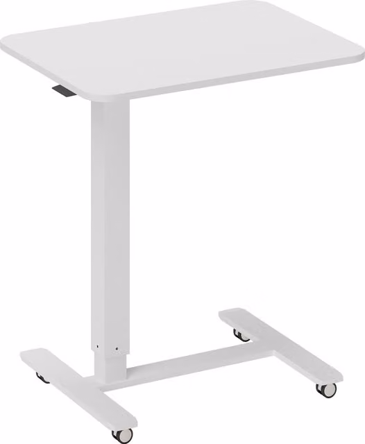 Scrivania a C HOMCOM regolabile in altezza con 4 ruote, bianco, L: 65 cm, P: 48 cm, H: 73-110 cm – 1