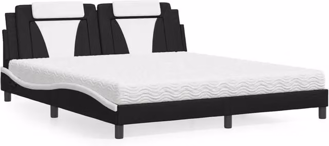 Letto Viana vidaXL con materasso in similpelle nero e bianco L/P/H: 180 x 200 cm – 1