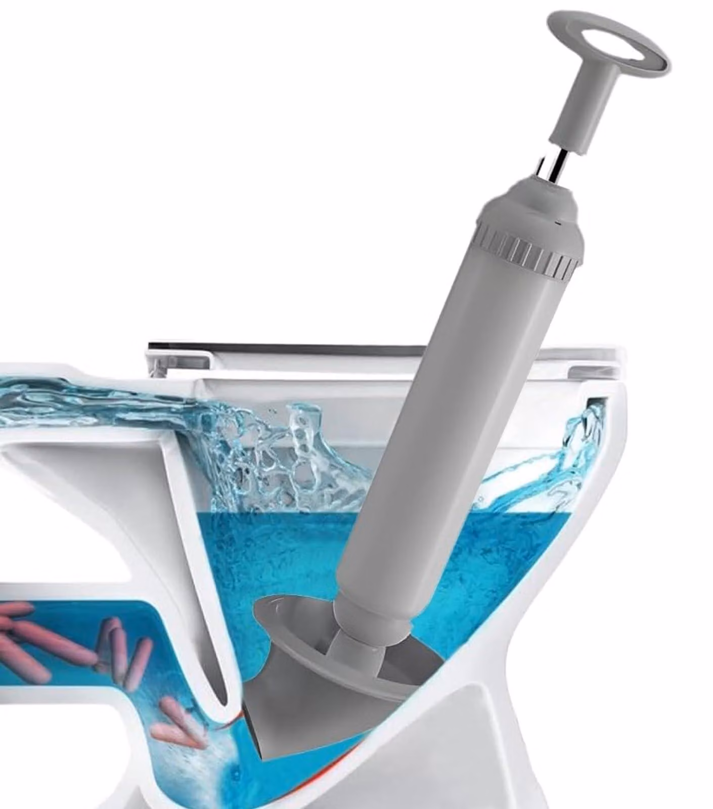 Dispositivo per la pulizia dei WC, ideale per rimuovere facilmente le ostruzioni, colore grigio