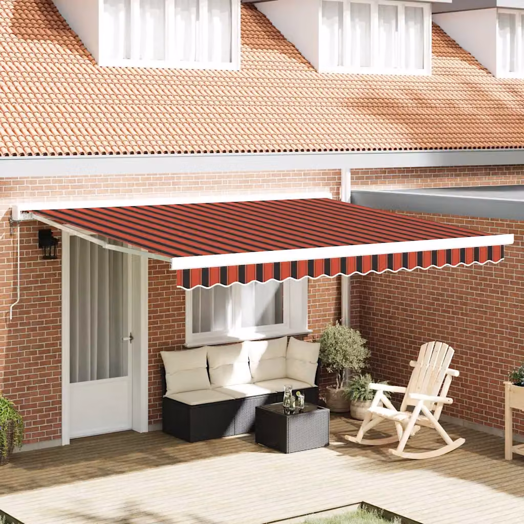 Tenda retrattile vidaXL in metallo e poliestere, Rosso e Nero, L: 400 cm, P: 300 cm