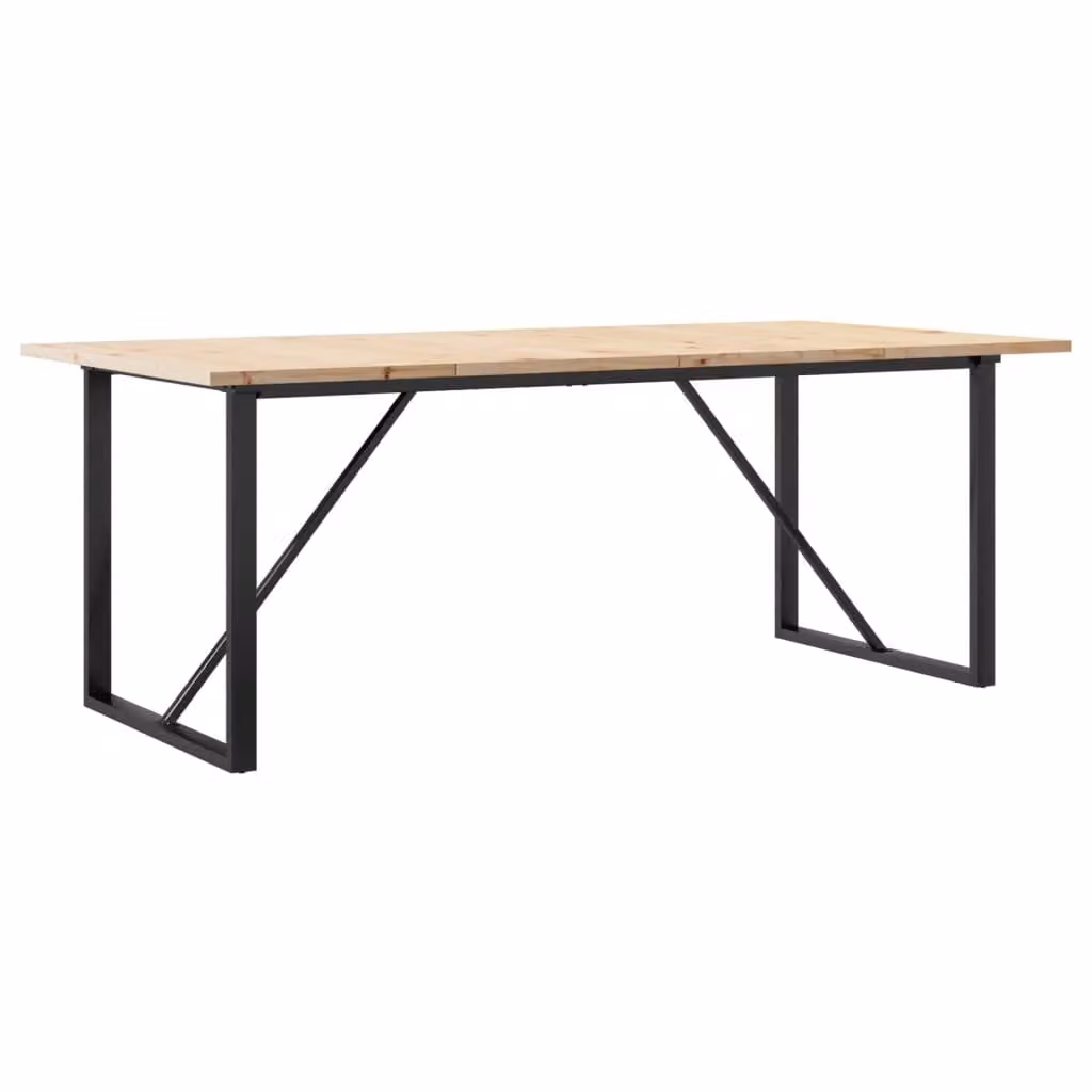 Tavolo Pranzo Telaio a O 200x100x75,5 cm Legno Pino e Acciaio