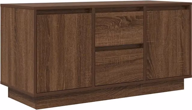 Pratico mobile porta TV contemporaneo 100 x 41 x 50 cm ampio spazio portaoggetti con luci LED in legno ingegnerizzato marrone 02_0051623