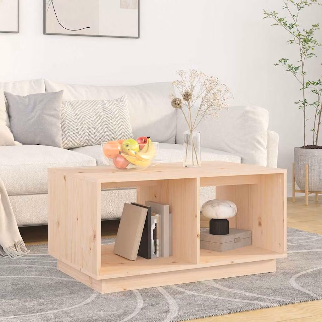vidaXL Tavolino da Salotto in Legno di Pino Massello Rustico L: 80 cm, P: 50 cm, H: 40 cm