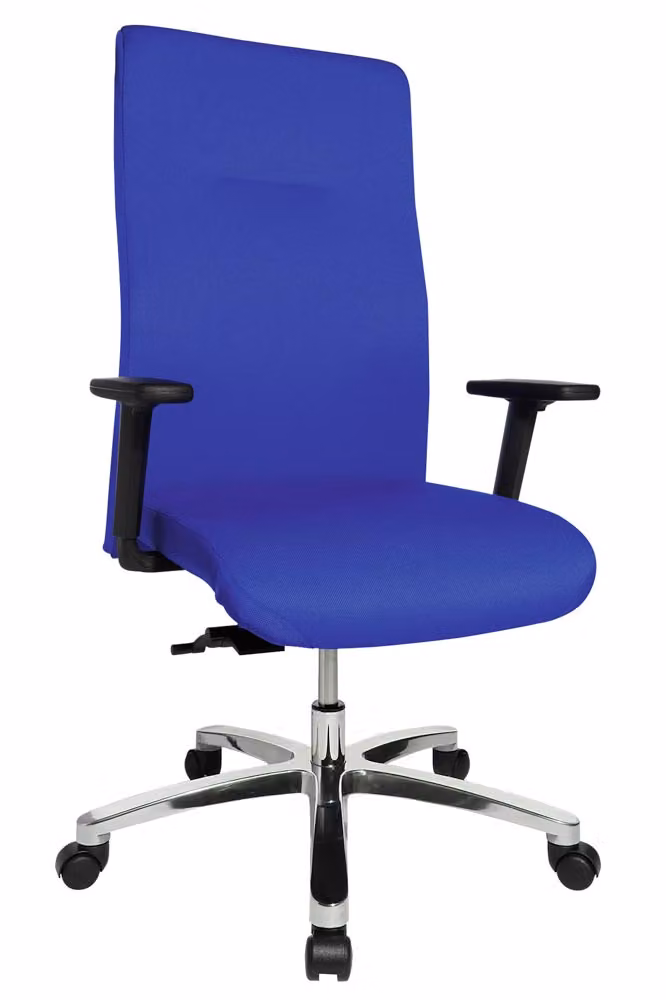 Sedia girevole per ufficio XL, sedile LxPxH 540x460x440-520 mm, altezza schienale 700 mm, portata 150 kg, sincronizzazione dei punti, sedile scorrevole, braccioli inclusi, blu