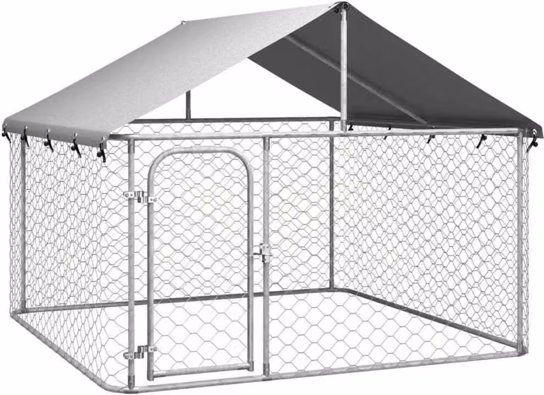 The Living Store Outdoor-Hundezwinger mit Dach 200x200x150 cm