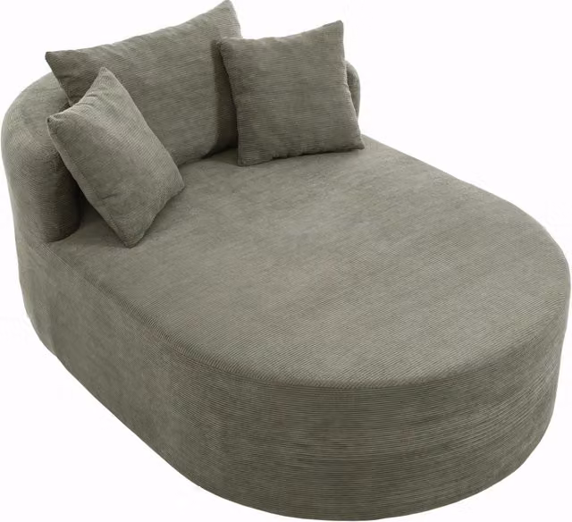 Poltrona Relax Chicfurn in Corduroy Verde, Sedia Singola Ovale per Soggiorno e Camera da Letto, L: 122 cm, P: 83 cm, H: 110 cm