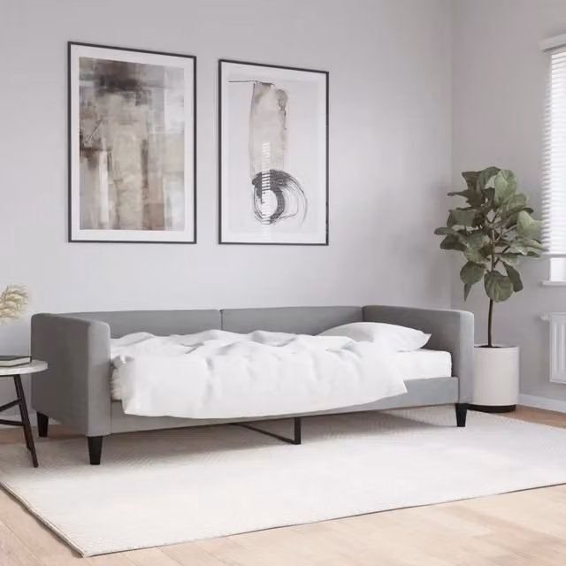 Divano Letto con Materasso-Sofa Letto-Daybed Grigio Chiaro 90x200 cm in Tessuto 305943