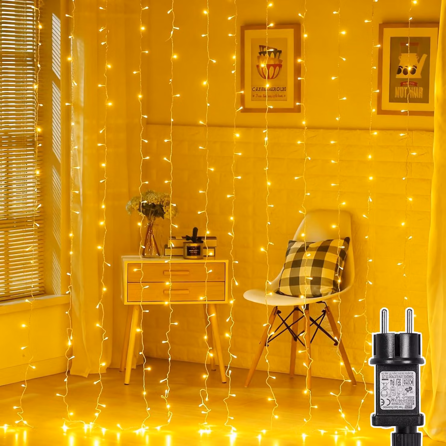 3x3m LED luce tenda bianco caldo ghiacciolo fata luci 8 modalità di luce giardino interno partito illuminazione di Natale