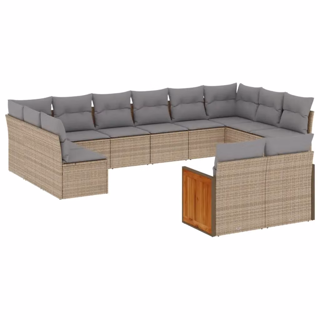 Set di divani da giardino VIDAXL in polyrattan da 12 posti con cuscini beige e grigi – 2