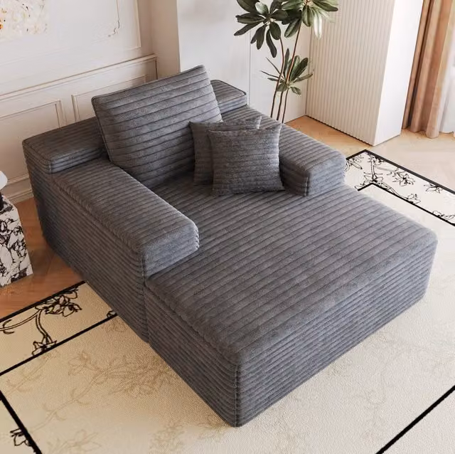Divano con chaise longue senza montaggio in tessuto grigio scuro