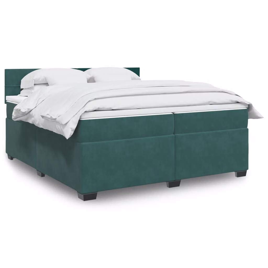 Maison Exclusive - Letto boxspring con materasso verde scuro 200x200 cm velluto