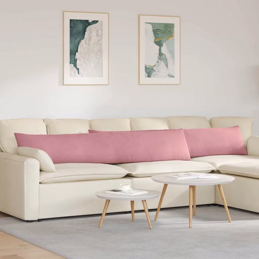 Set di 2 cuscini da divano vidaXL in tessuto a coste rosa, L 200 cm x P 40 cm x H 40 cm