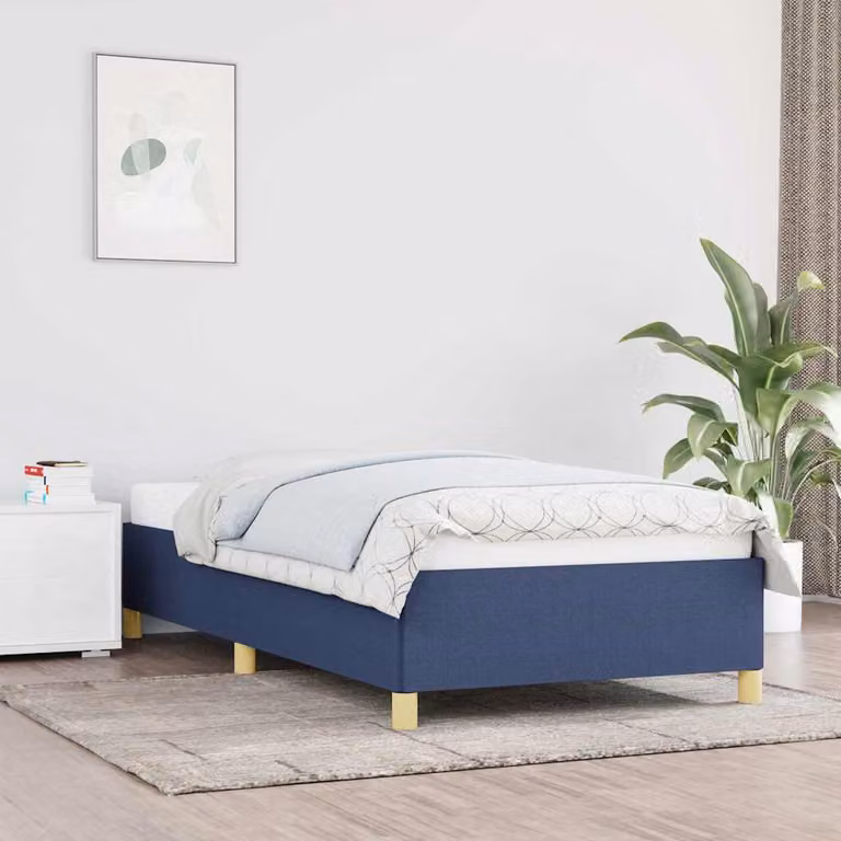 Giroletto vidaXL senza materasso in tessuto blu con struttura in legno e doghe fisse L/P/H: 200 x 80 x 35 cm