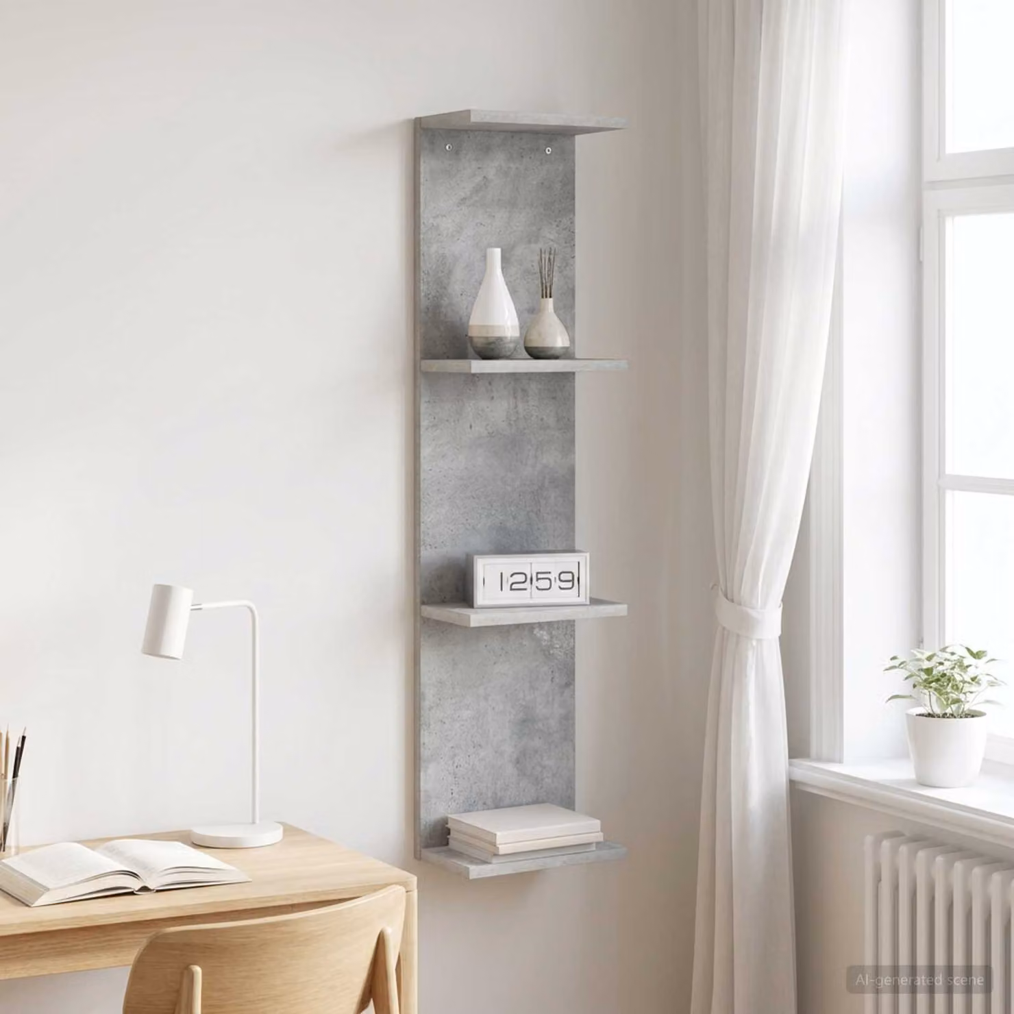 vidaXL Scaffale da parete moderno Grigio, L: 25 cm, P: 15 cm, H: 100 cm