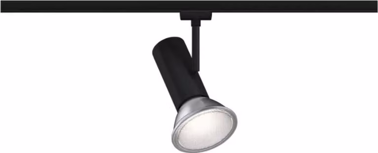 URail, fare da parete a binario, modello Apol, singolo punto luce, attacco E27, massimo 50W, dimmerabile, 230V, colore nero