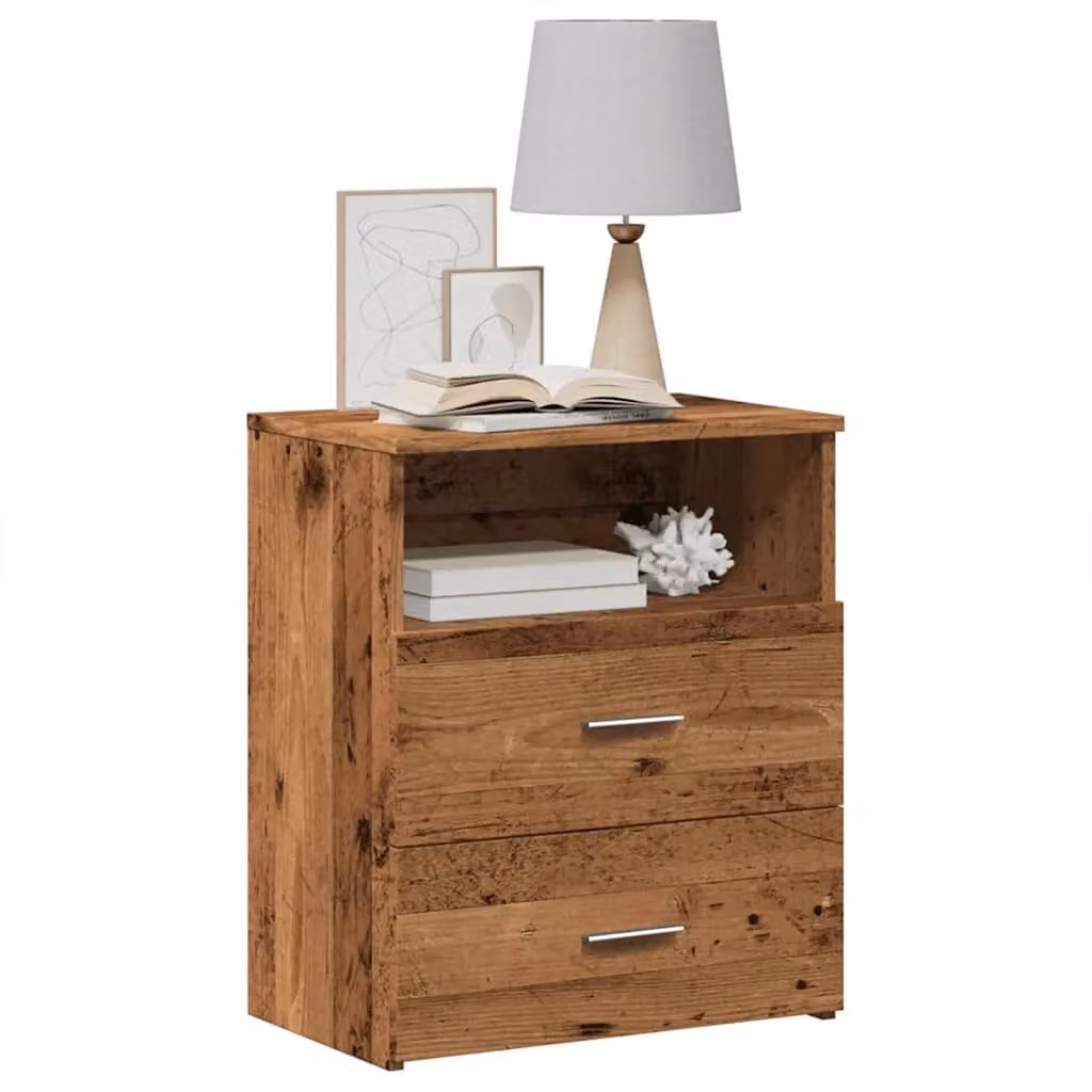 Set di 2 comodini vidaXL in legno stile antico color marrone L 50 cm x P 32 cm x H 60 cm