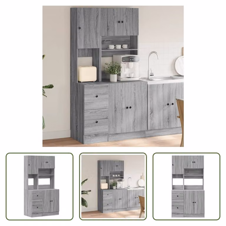 The Living Store Armadio da cucina Grigio Sonoma 95x50x180 cm Materiale legno
