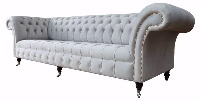 Chesterfield Sofa 4 Sitzer Designer Couchen Couch Stoff Polster Textil