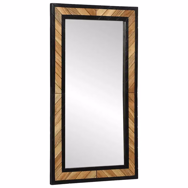 Specchio da parete rettangolare rustico vidaXL in legno nero e marrone L: 90 cm, H: 50 cm, P: 2 cm