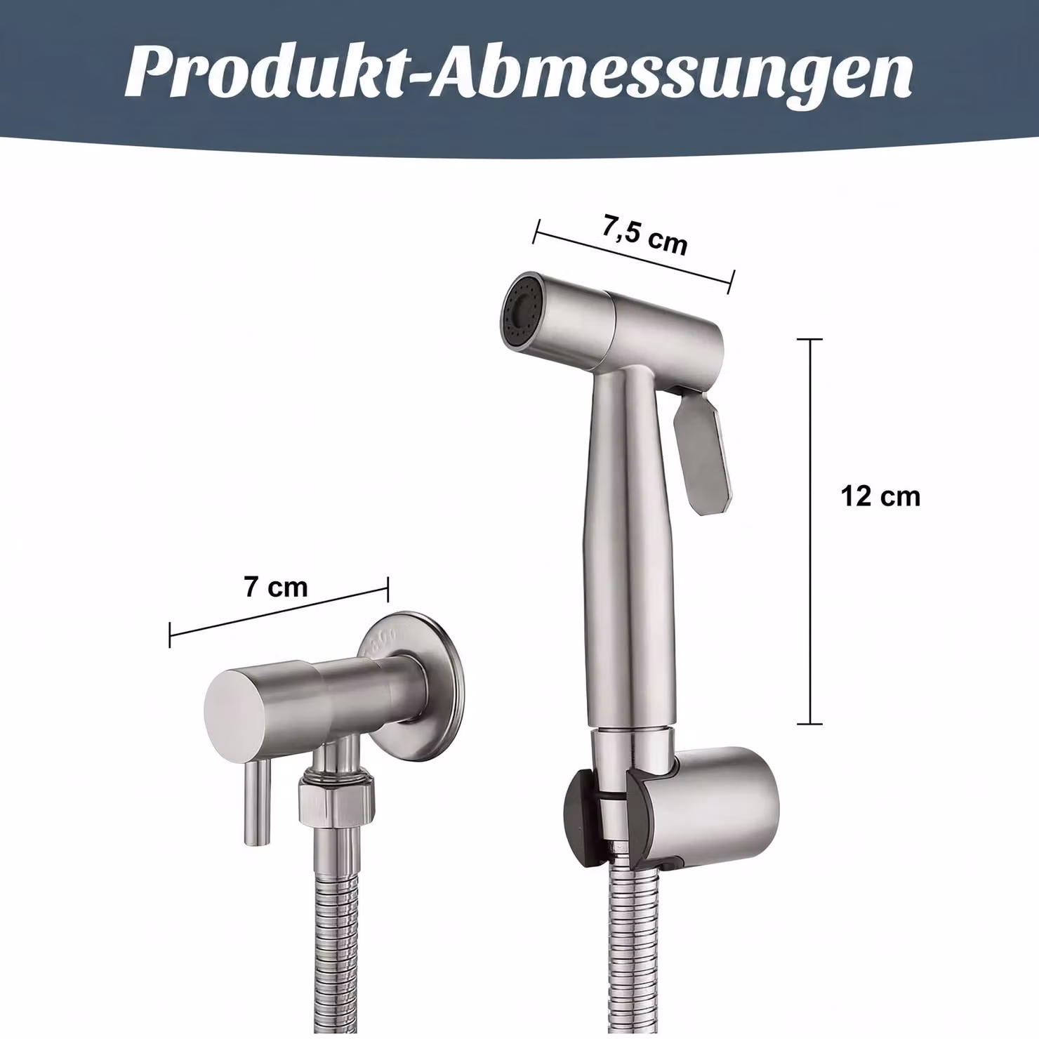 Doccia igienica - Getto igienico a mano - Getto ad alta pressione - Acciaio inossidabile - Impugnatura ergonomica - Montaggio semplice - Colore 1