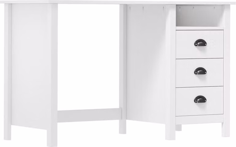 The Living Store Scrivania Hill con 3 cassetti 120x50x74 cm in legno di pino