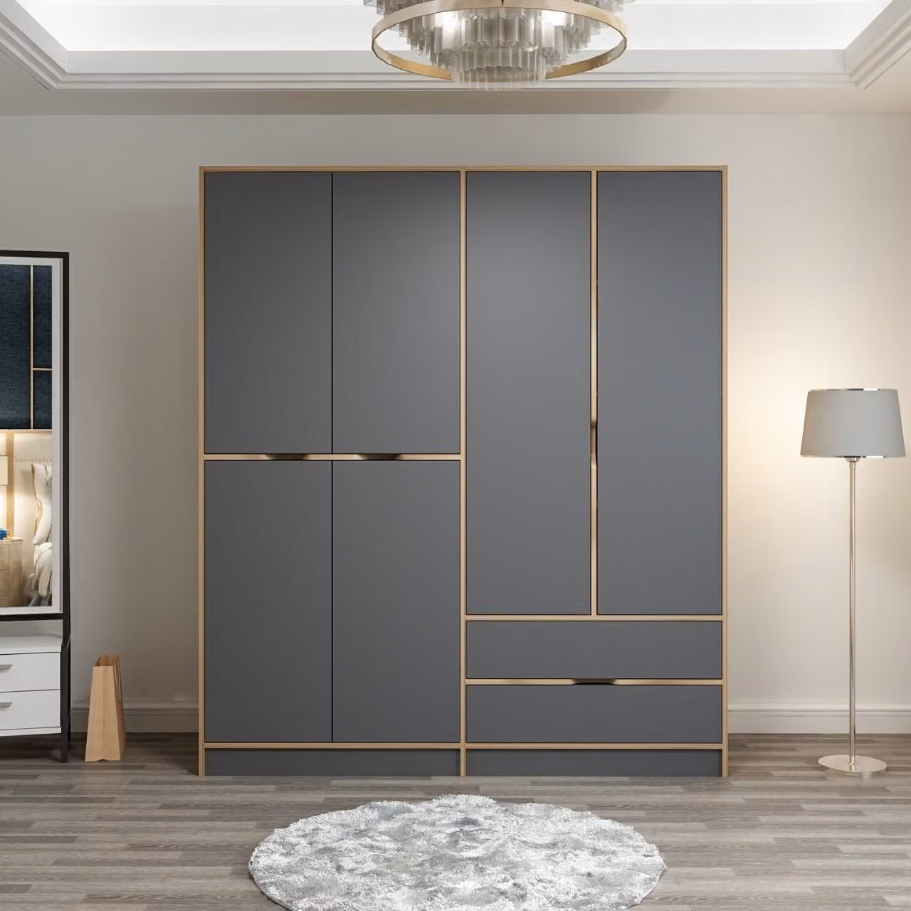 Skye Decor, Elina - 7199, armadio, Dore, 100 % PANNELLI DI PARTICELLE RIVESTITI IN MELAMMINA, 185 x 52 x 208 cm