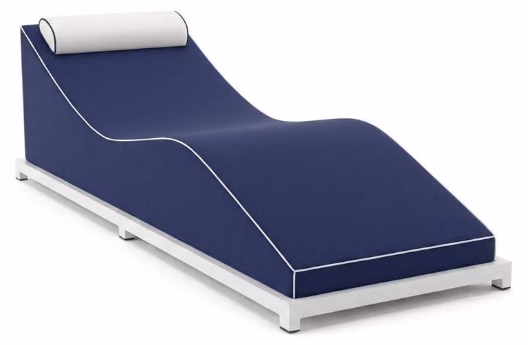 Sdraio monoposto blu, comoda, moderna, elegante, nuova, da spiaggia