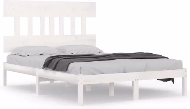 Letto matrimoniale in legno massello di pino bianco stile rustico L/P/H: 140 x 200 x 145,5 cm – 1