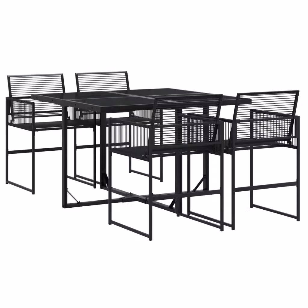 Set da pranzo da giardino vidaXL in polyrattan e vetro nero composto da 5 pezzi – 2