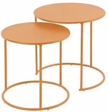 Set di tavolini da esterno Amicasa ZURIGO in metallo color senape con piano rotondo e design moderno