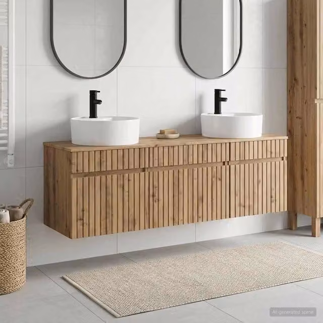 Set di Armadi da Bagno 3 pz Rovere Artigianale 3405756