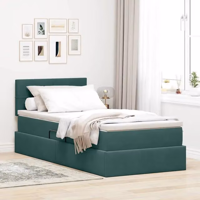 Letto con Contenitore Verde Scuro 90 x 200 cm Velluto 3370734
