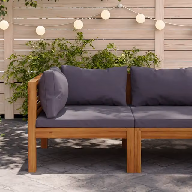 Divano Angolare Modulare vidaXL in Legno di Acacia con Cuscini Grigio