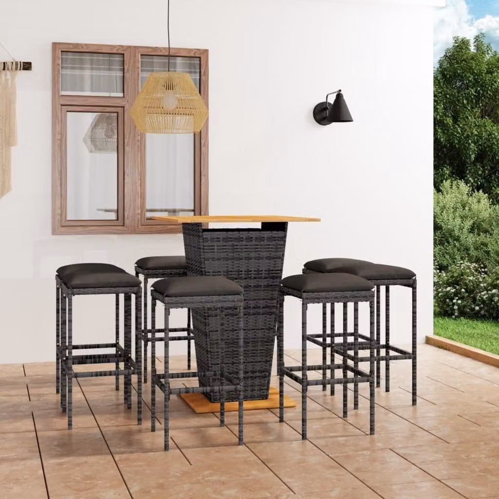 Maison Exclusive - Set da giardino da 9 pezzi con cuscini in polyrattan grigio