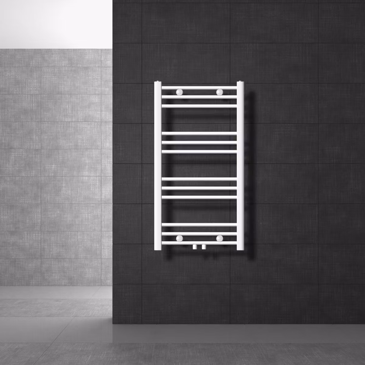 LuxeBath radiatore per bagno Sahara, 500x800 mm, bianco, diritto con attacco centrale, senza elemento riscaldante