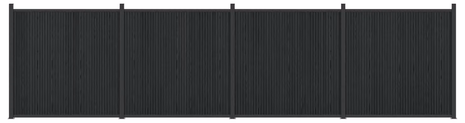 Pannello di Recinzione 4 pcs WPC e Alluminio Nero