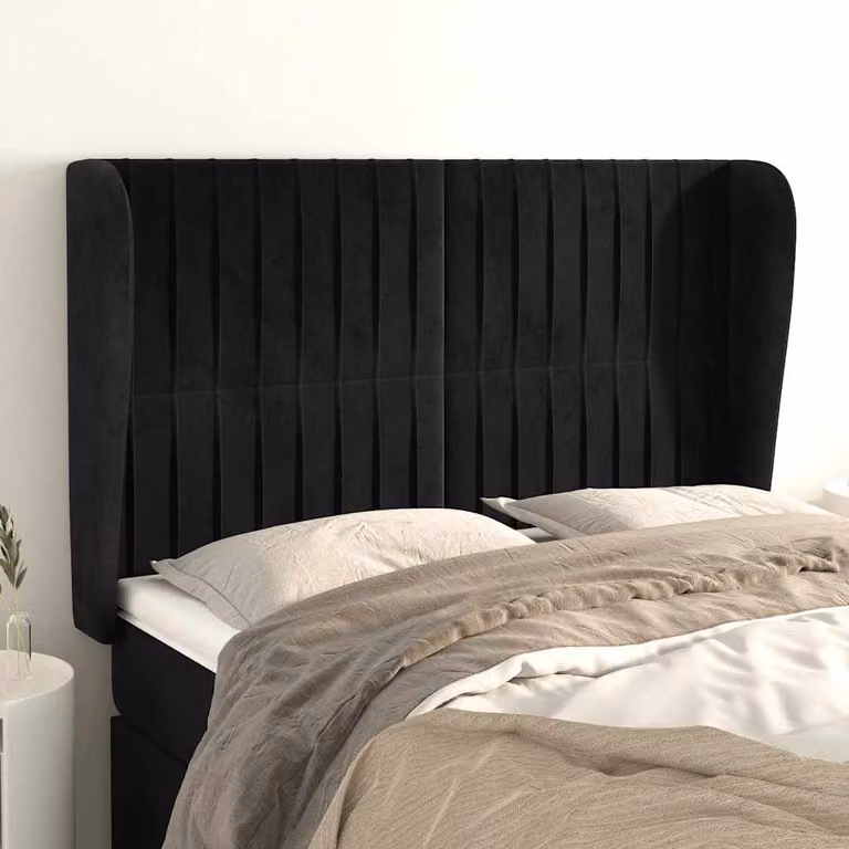 Testiera ad orecchio vidaXL in velluto nero L: 147 cm, P: 23 cm, H: 118/128 cm