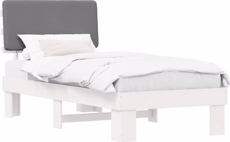 Letto con Testiera Rivestita Grigio chiaro 100 x 200 cm