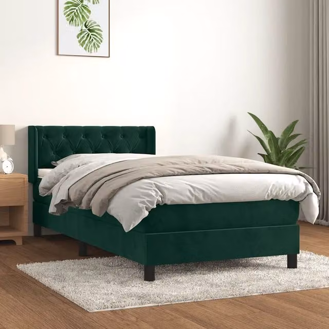 Giroletto a Molle con Materasso-Struttura Letto Verde Scuro 80x200 cm Velluto 677982