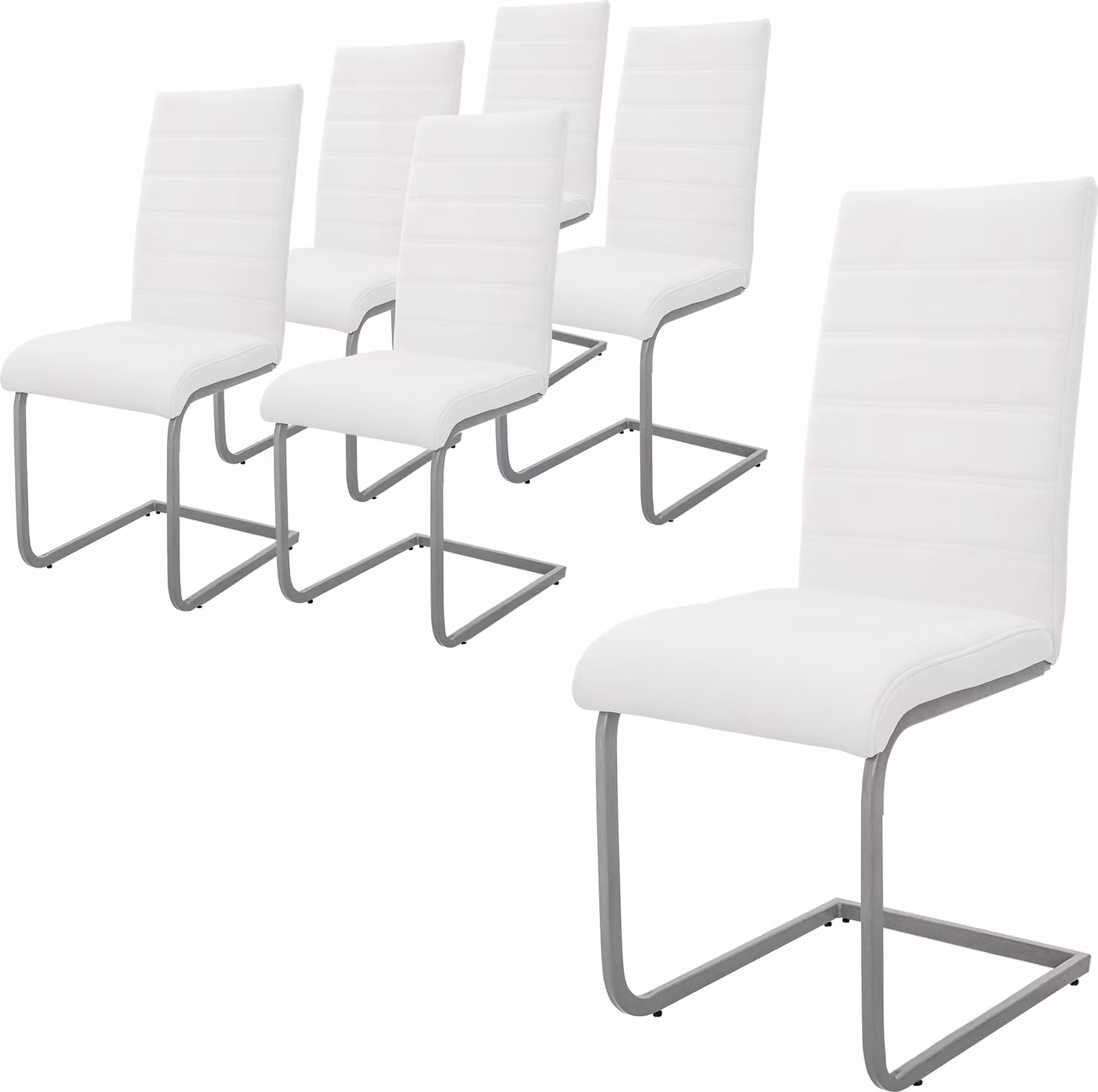 ML-Design set di 6 sedie da pranzo con schienale, bianco, in Pelle finta