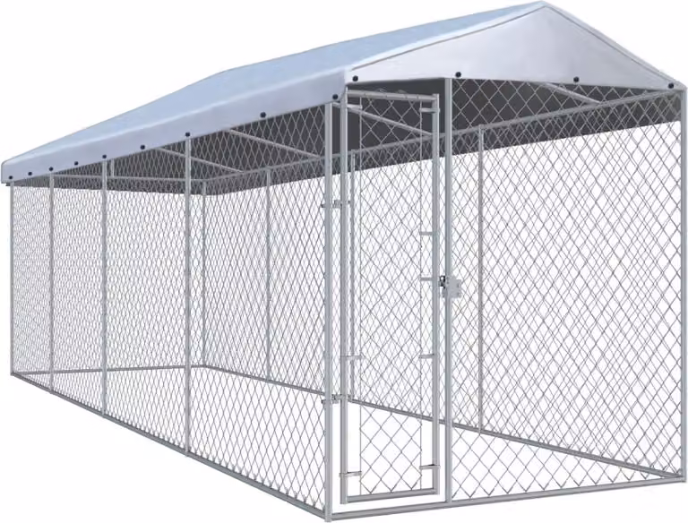 Recinzione per Cani da Esterno con Tetto 760x190x225 cm