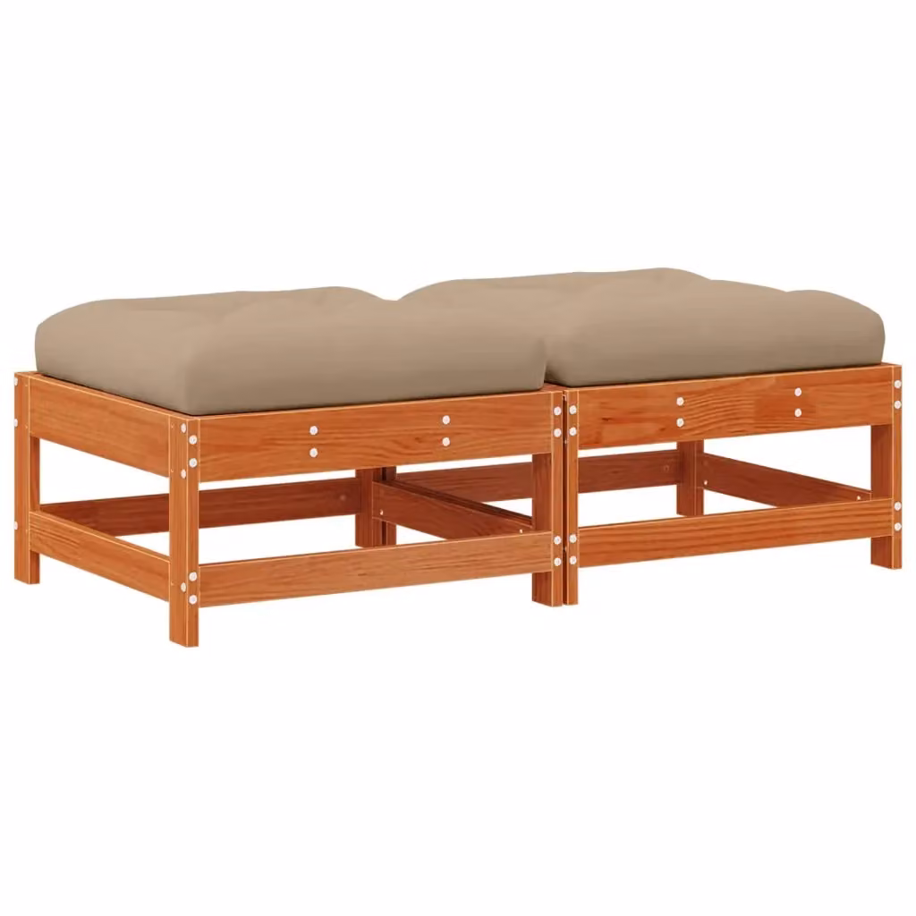Poggiapiedi da Giardino vidaXL in Legno di Pino Marrone con Cuscini Beige – 2