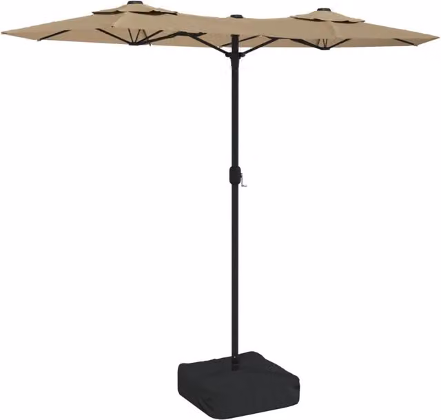 Ombrello | Parasolne a Doppia Testa con LED Tortora 316x145 cm